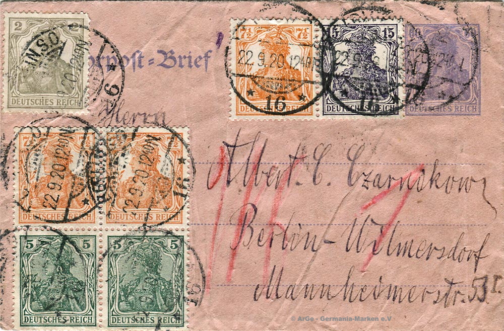 Rohrpostbrief Vorderseite